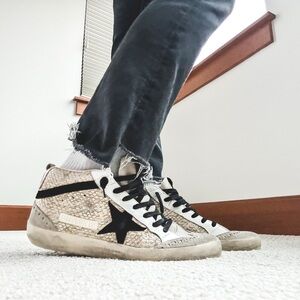 Golden Goose Midstar 39 Gold Snake Leather